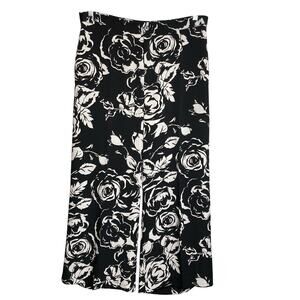 Lauren Ralph Lauren Women's Black Cabbage Rose Print Wide Leg Pants Size 14P